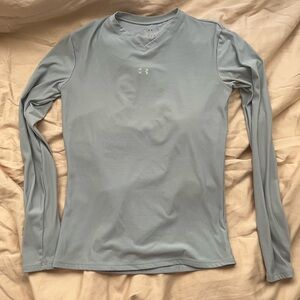 UNDER ARMOUR Blueish Gray Long Sleeve V-Neck Top